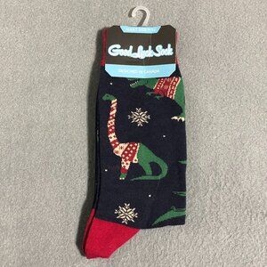 Good Luck Sock Dinosaur Ugly Christmas Sweater Adult NWT Navy Red
